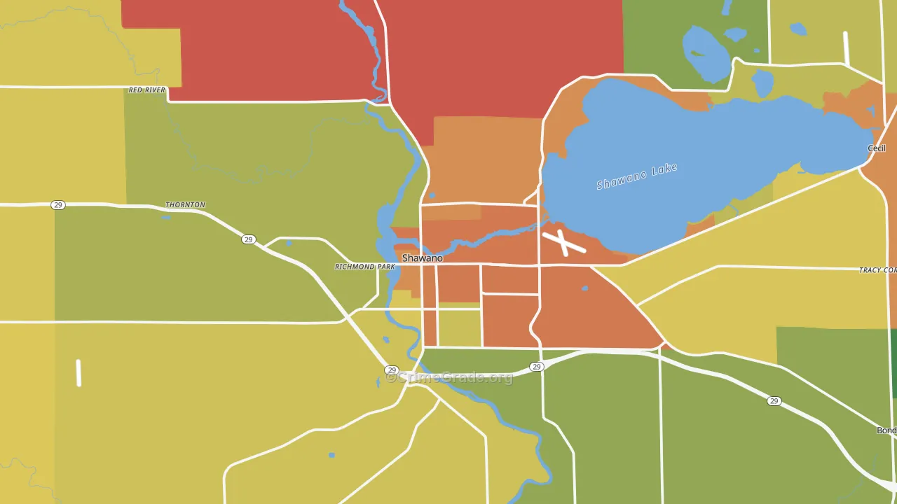 54166, WI Map of Theft Rates