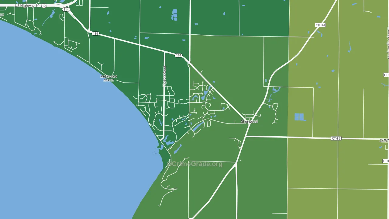 54169, WI Map of Theft Rates