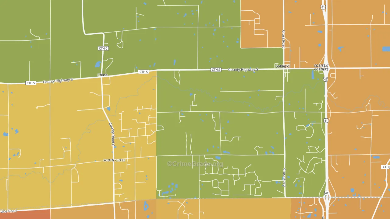 54171, WI Map of Theft Rates