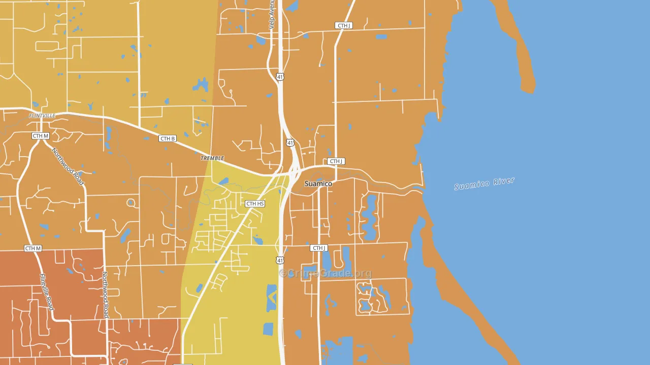 54173, WI Map of Theft Rates