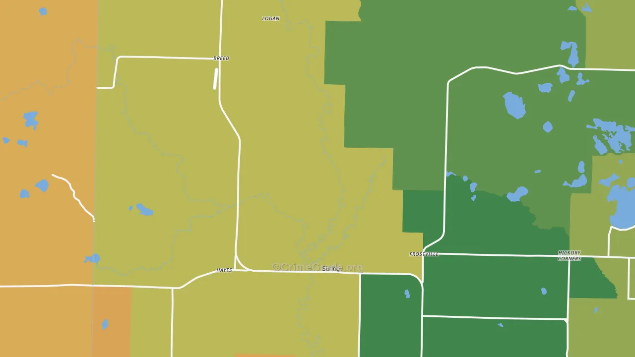 54174, WI Map of Theft Rates
