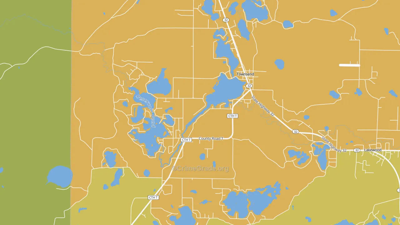 54175, WI Map of Theft Rates