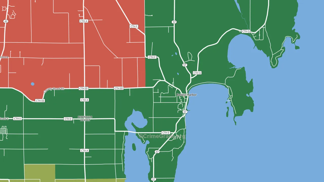 54202, WI Map of Theft Rates