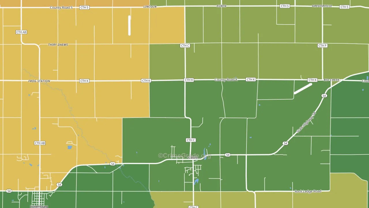 54205, WI Map of Theft Rates