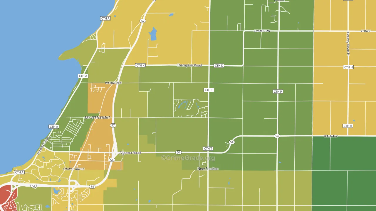 54229, WI Map of Theft Rates