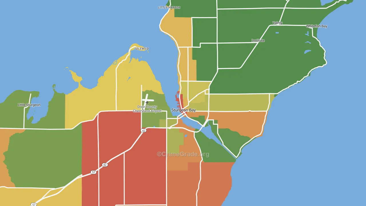 54235, WI Map of Theft Rates