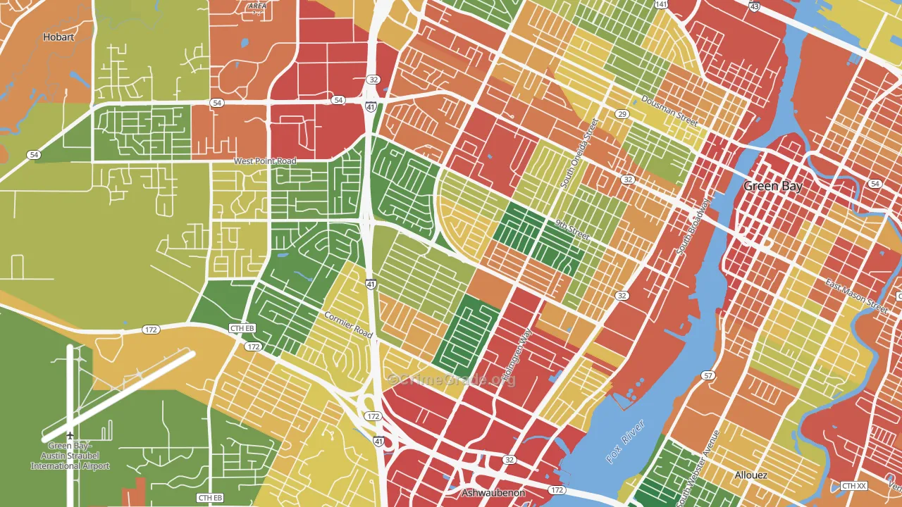 54304, WI Map of Theft Rates