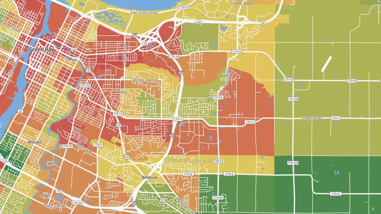 54311, WI Map of Theft Rates