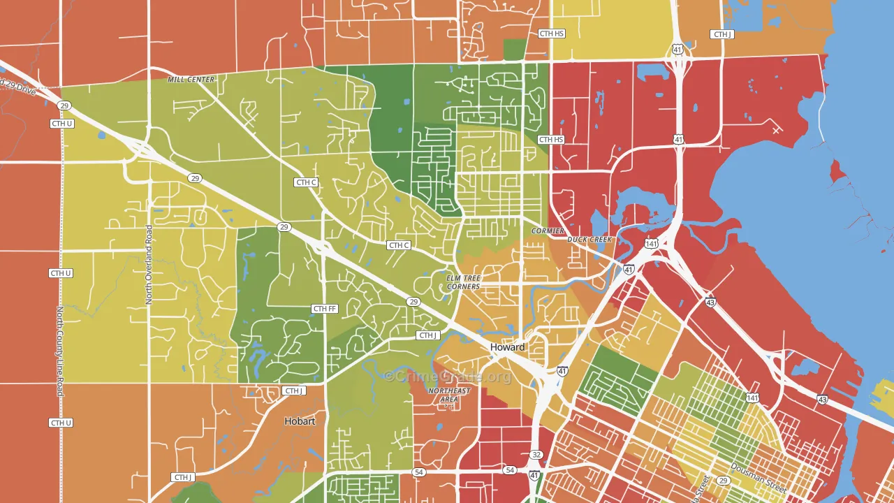 54313, WI Map of Theft Rates