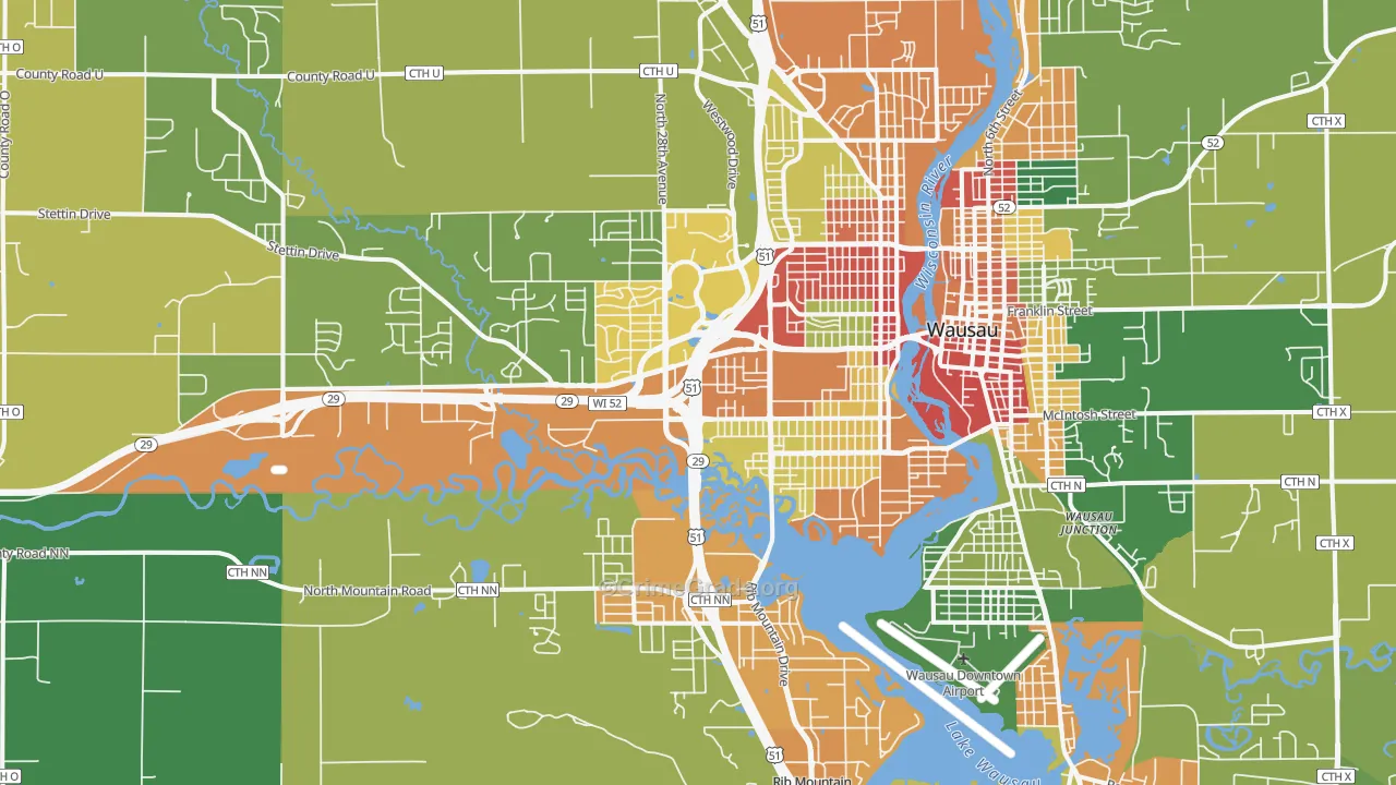 54401, WI Map of Theft Rates