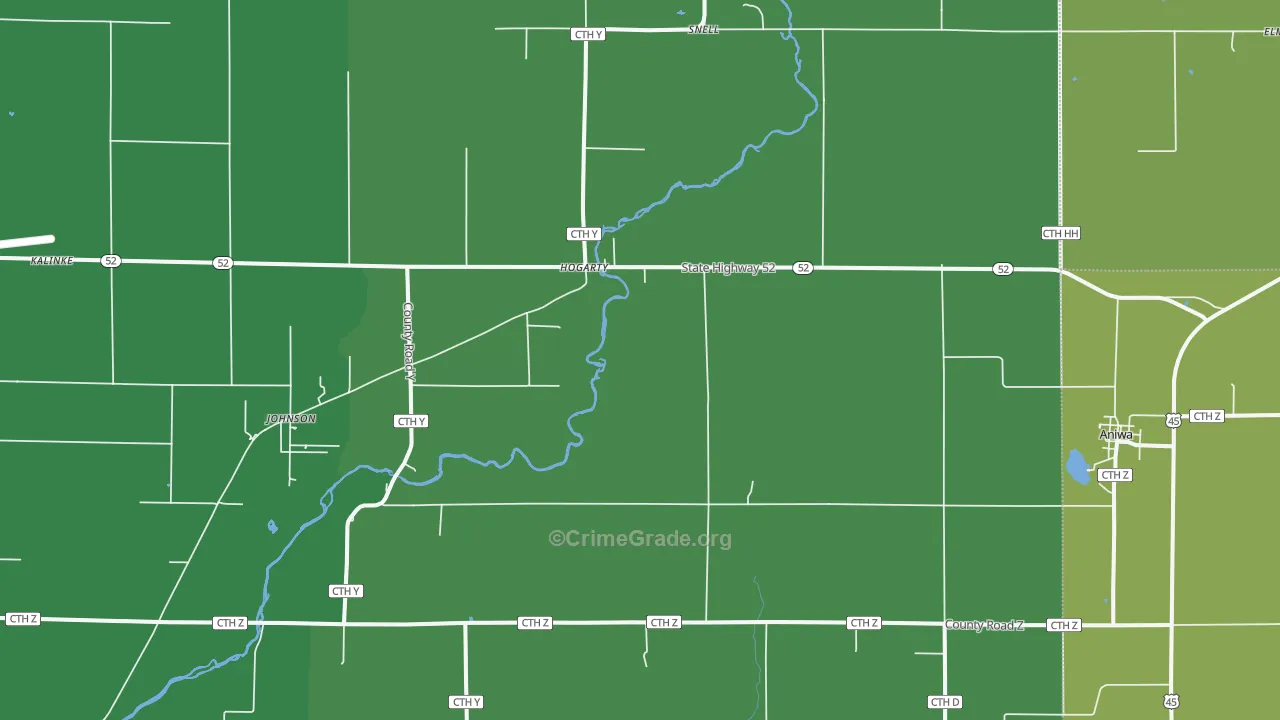 54408, WI Map of Theft Rates