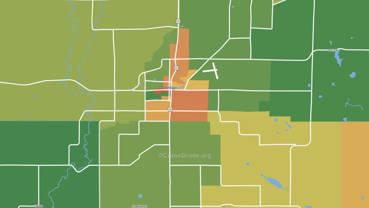 54409, WI Map of Theft Rates