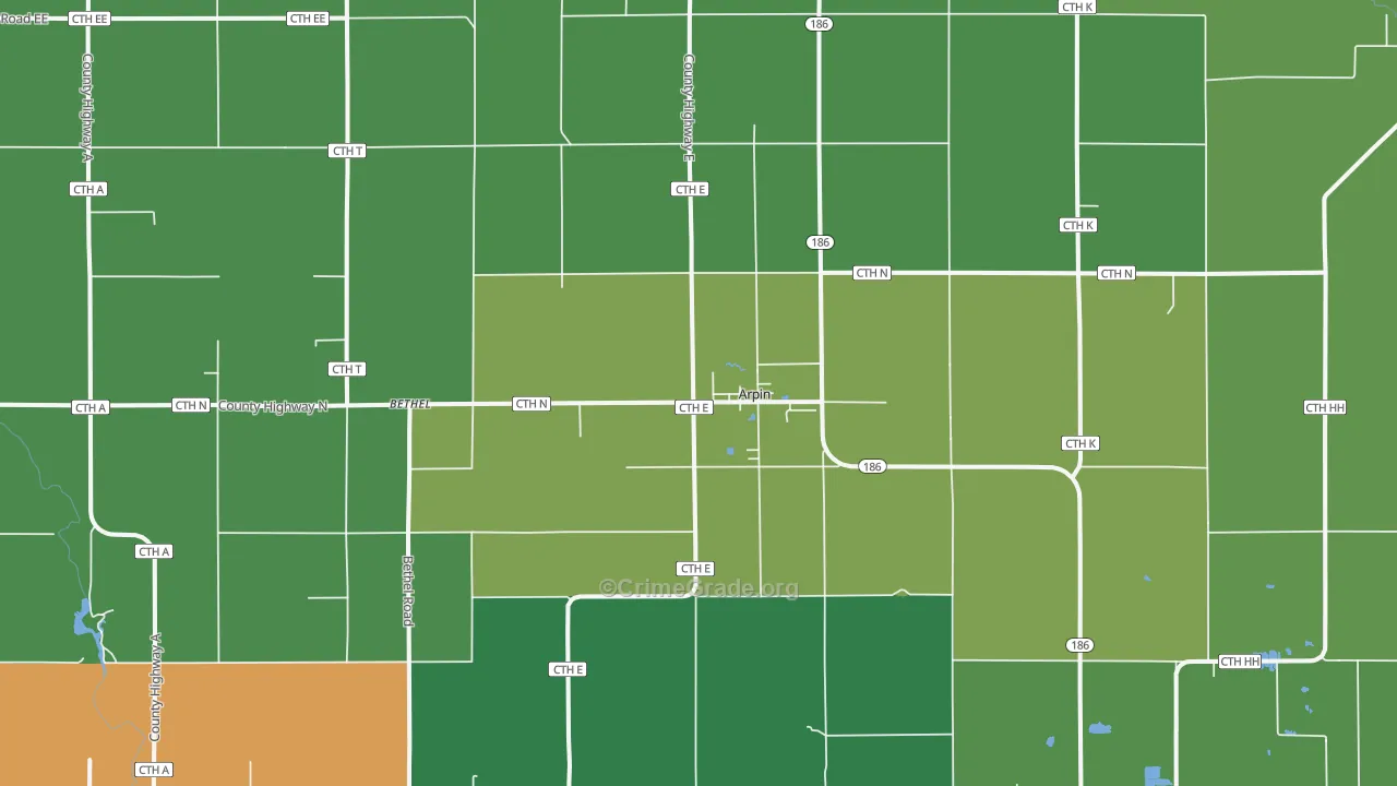 54410, WI Map of Theft Rates
