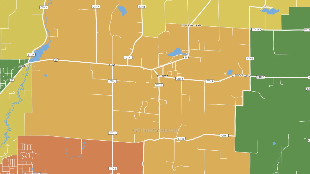 54423, WI Map of Theft Rates