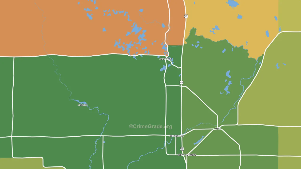 54424, WI Map of Theft Rates