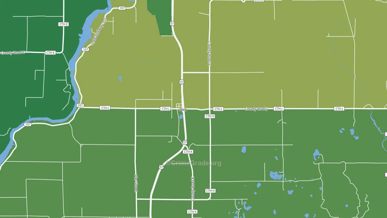 54442, WI Map of Theft Rates