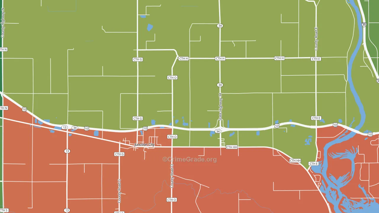 54443, WI Map of Theft Rates
