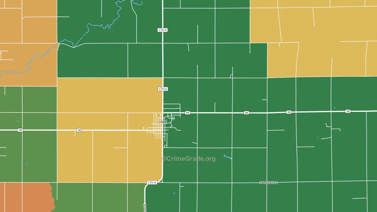 54446, WI Map of Theft Rates