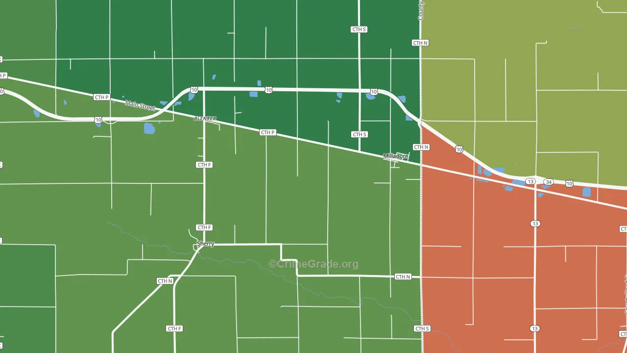 54454, WI Map of Theft Rates