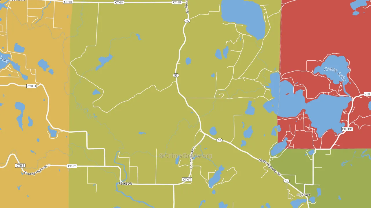 54462, WI Map of Theft Rates
