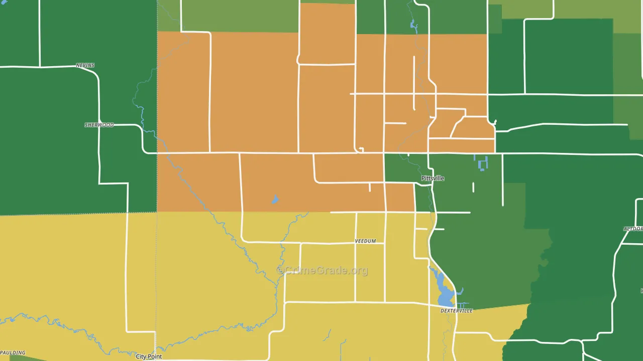 54466, WI Map of Theft Rates
