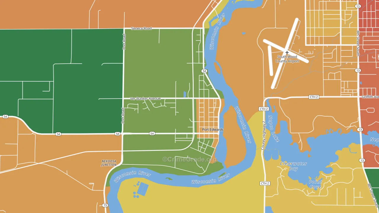 54469, WI Map of Theft Rates