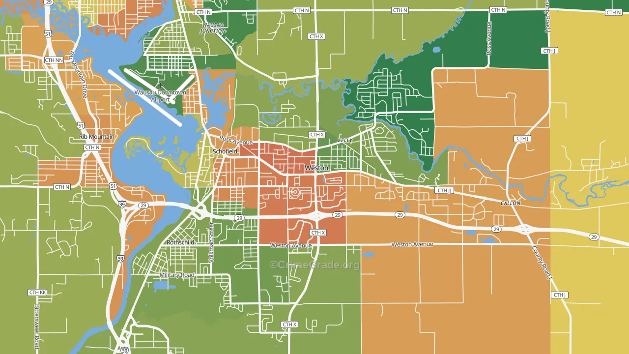 54476, WI Map of Theft Rates