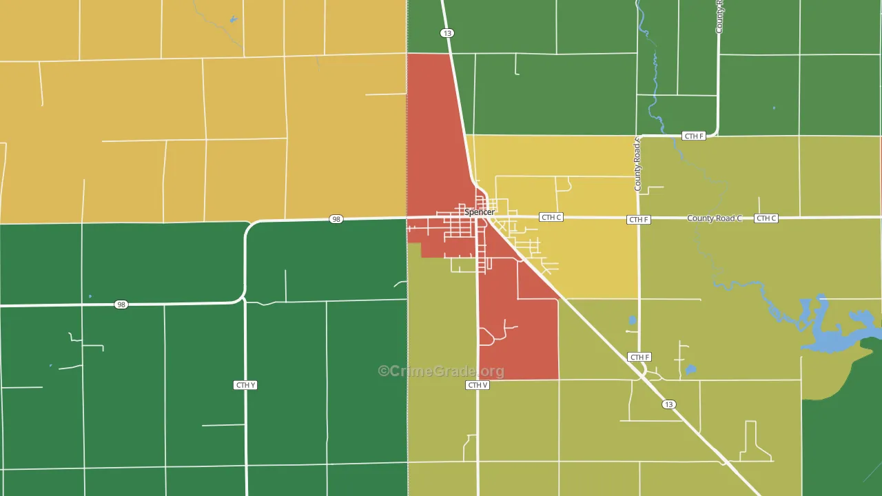 54479, WI Map of Theft Rates