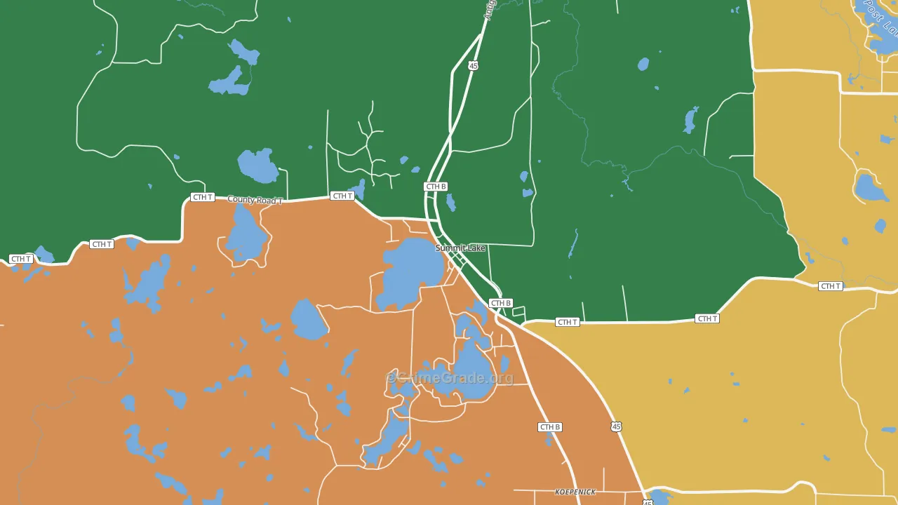 54485, WI Map of Theft Rates
