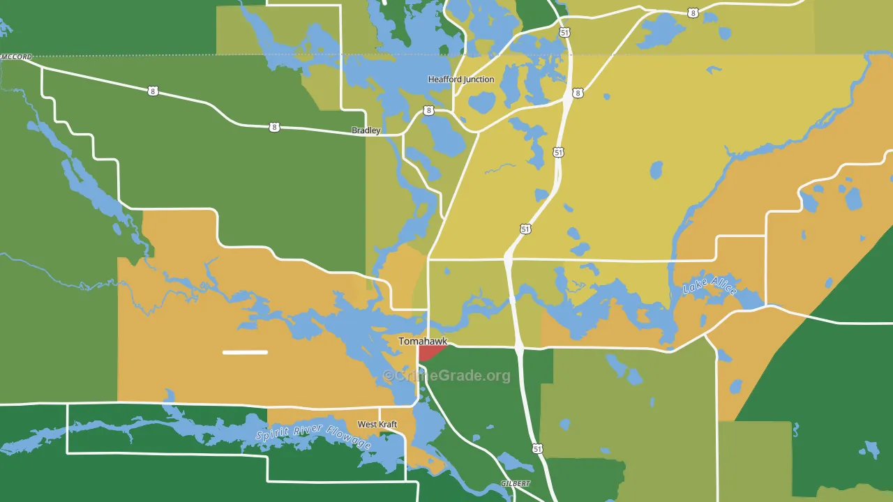 54487, WI Map of Theft Rates