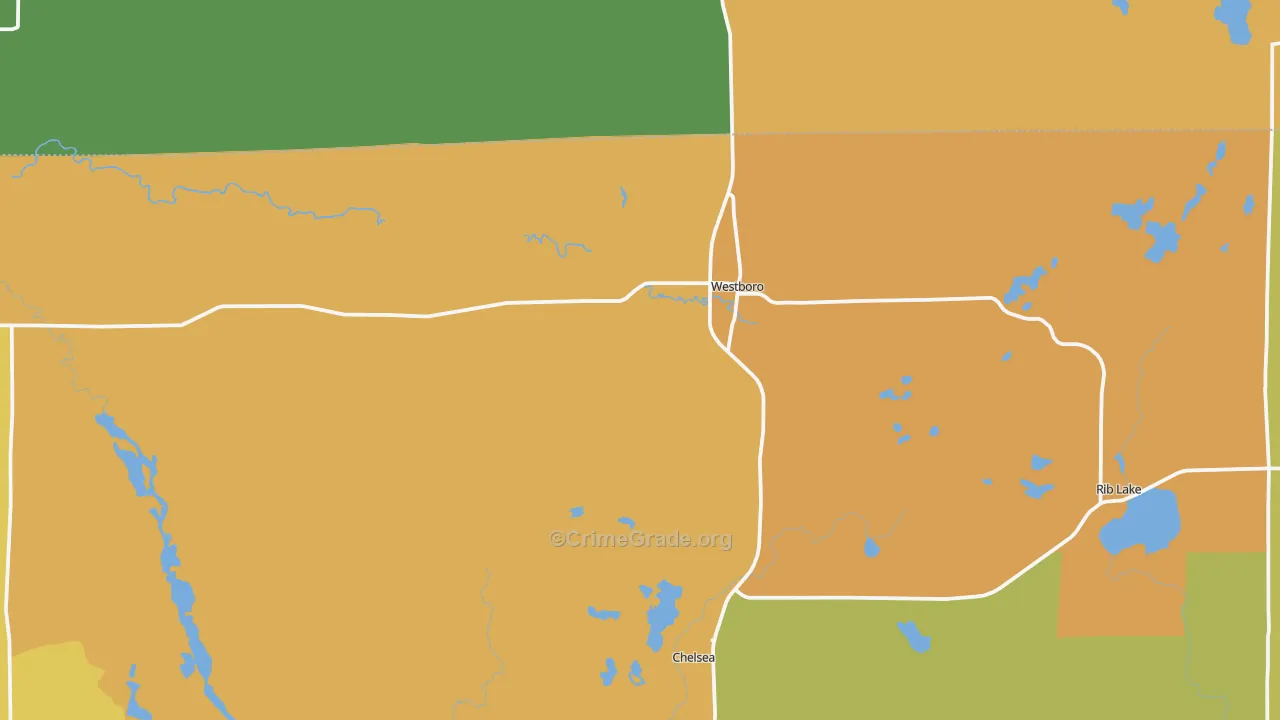 54490, WI Map of Theft Rates