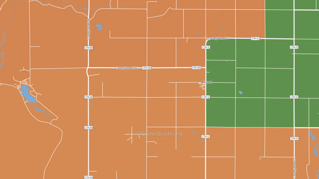 54493, WI Map of Theft Rates