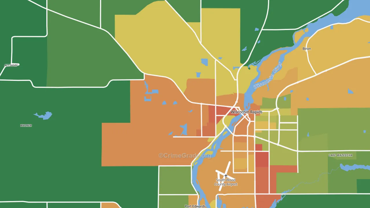 54495, WI Map of Theft Rates