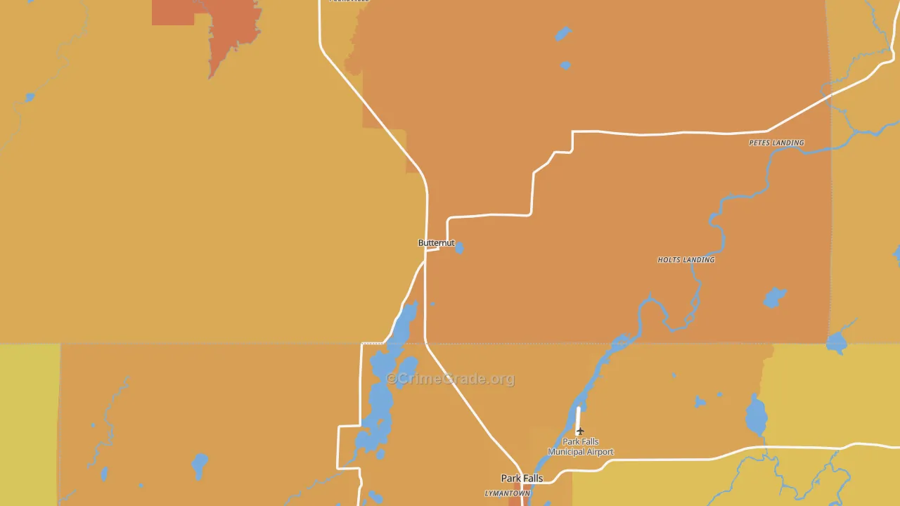 54514, WI Map of Theft Rates