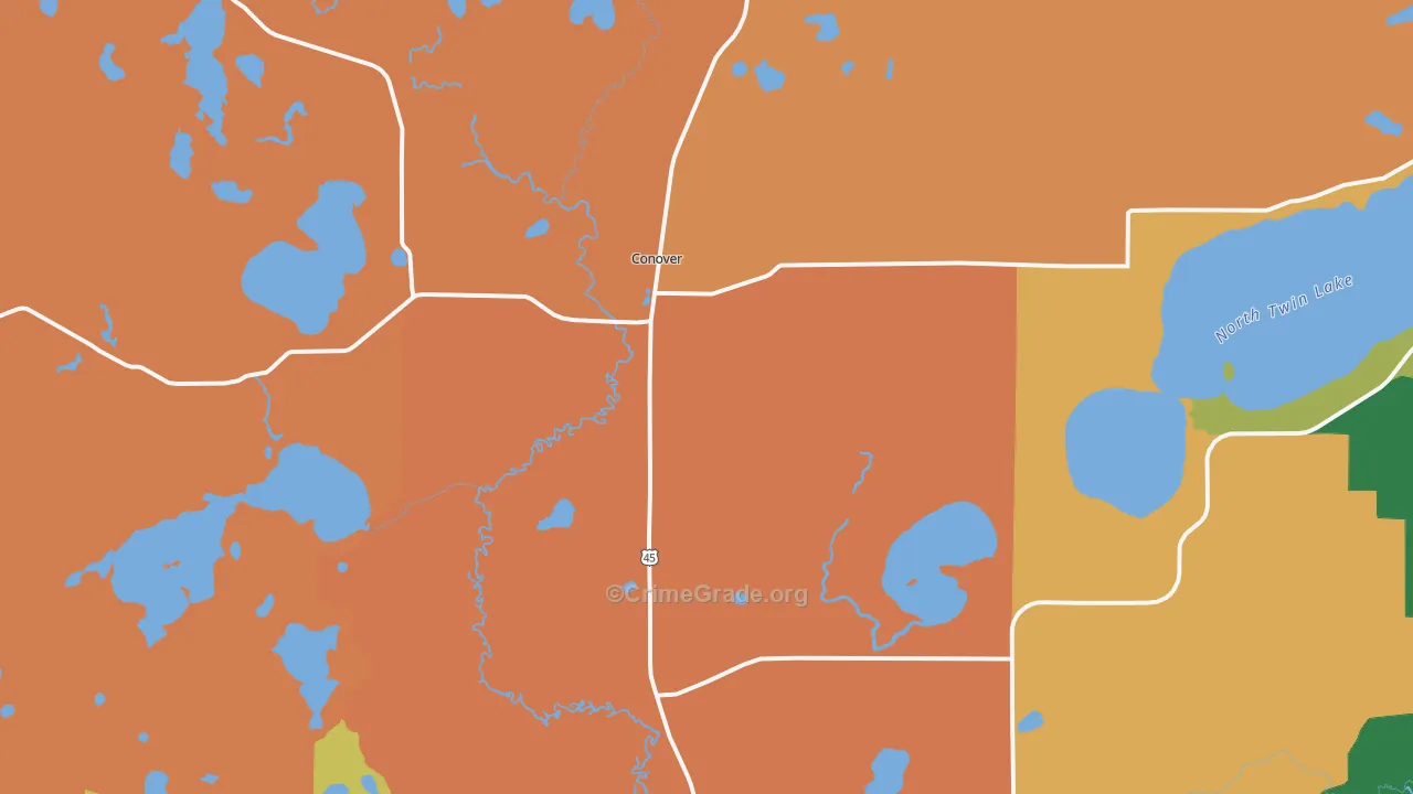 54519, WI Map of Theft Rates