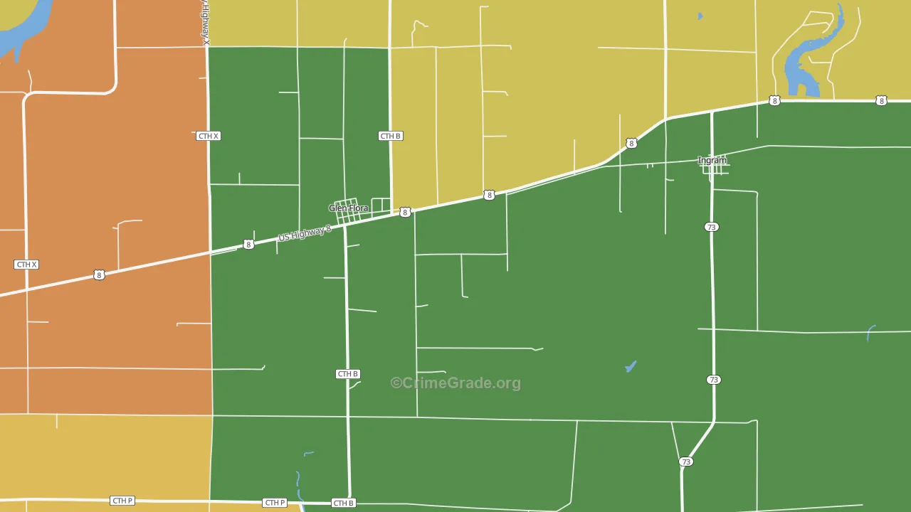54526, WI Map of Theft Rates