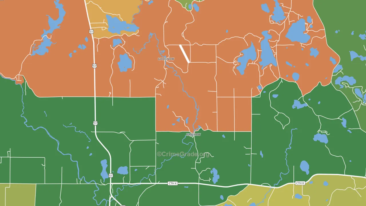 54529, WI Map of Theft Rates