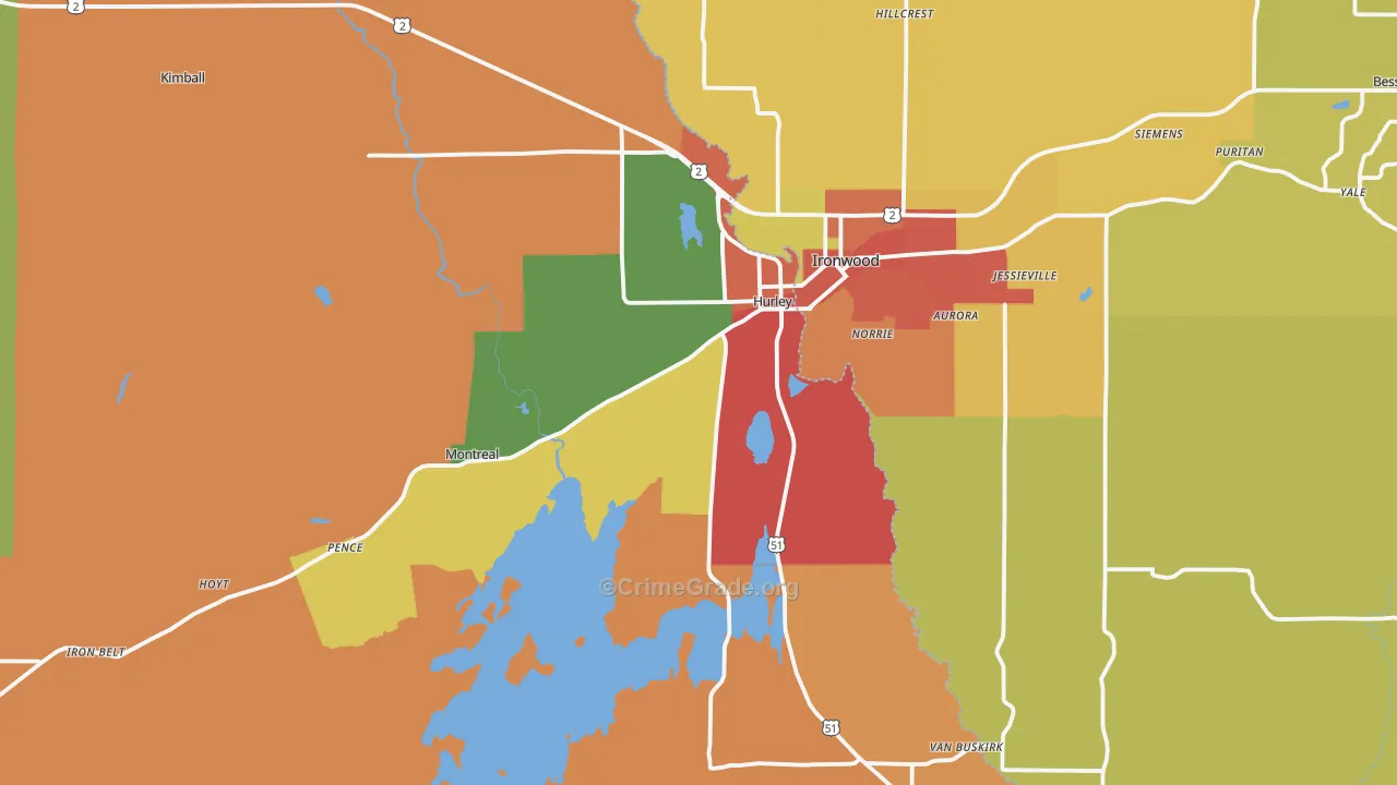 54534, WI Map of Theft Rates