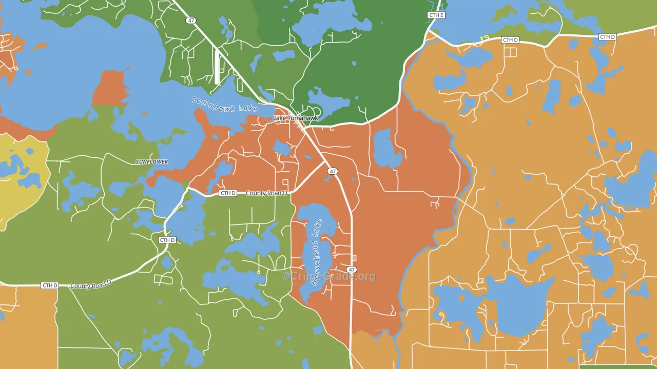 54539, WI Map of Theft Rates