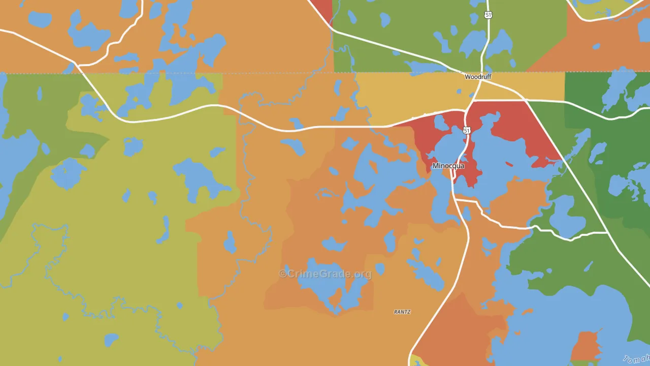 54548, WI Map of Theft Rates