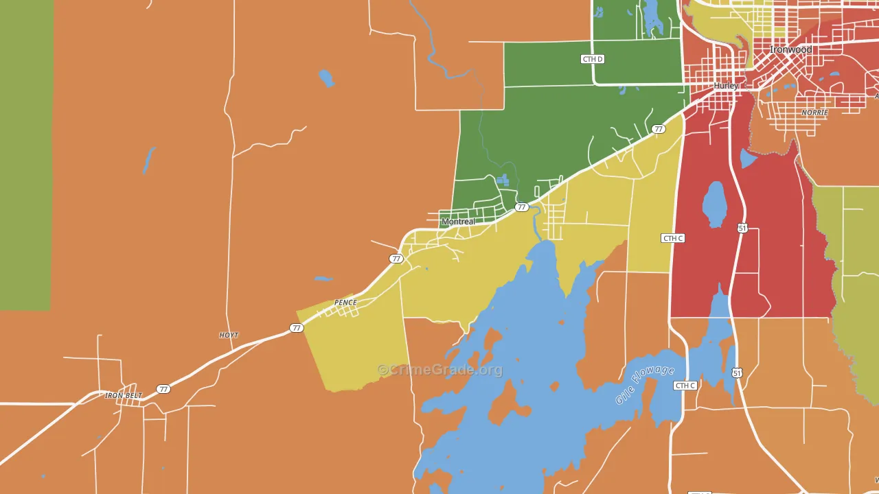 54550, WI Map of Theft Rates