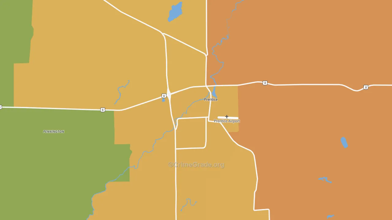 54556, WI Map of Theft Rates