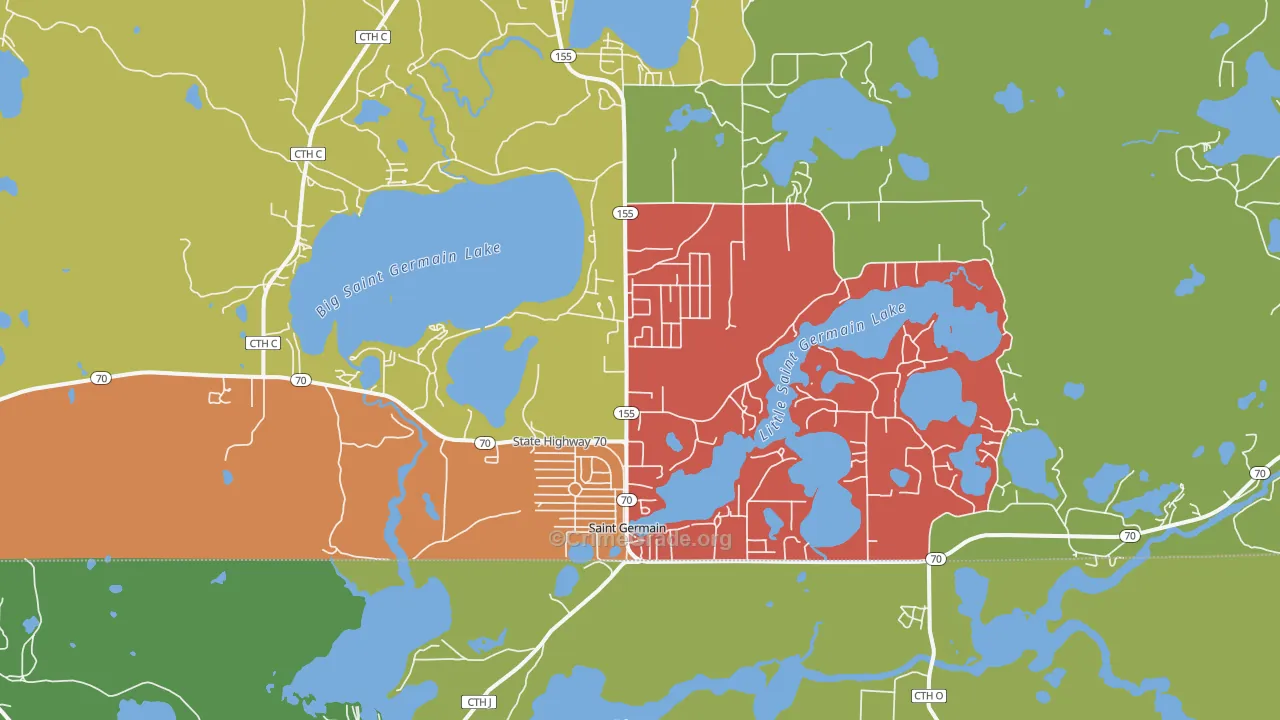54558, WI Map of Theft Rates