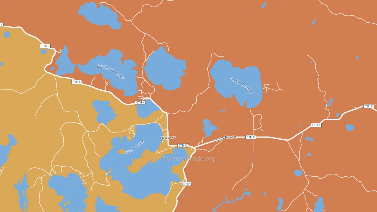 54561, WI Map of Theft Rates