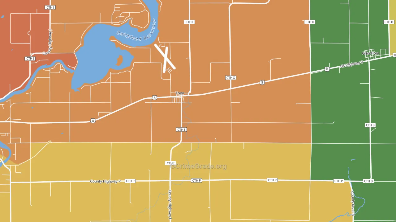 54563, WI Map of Theft Rates