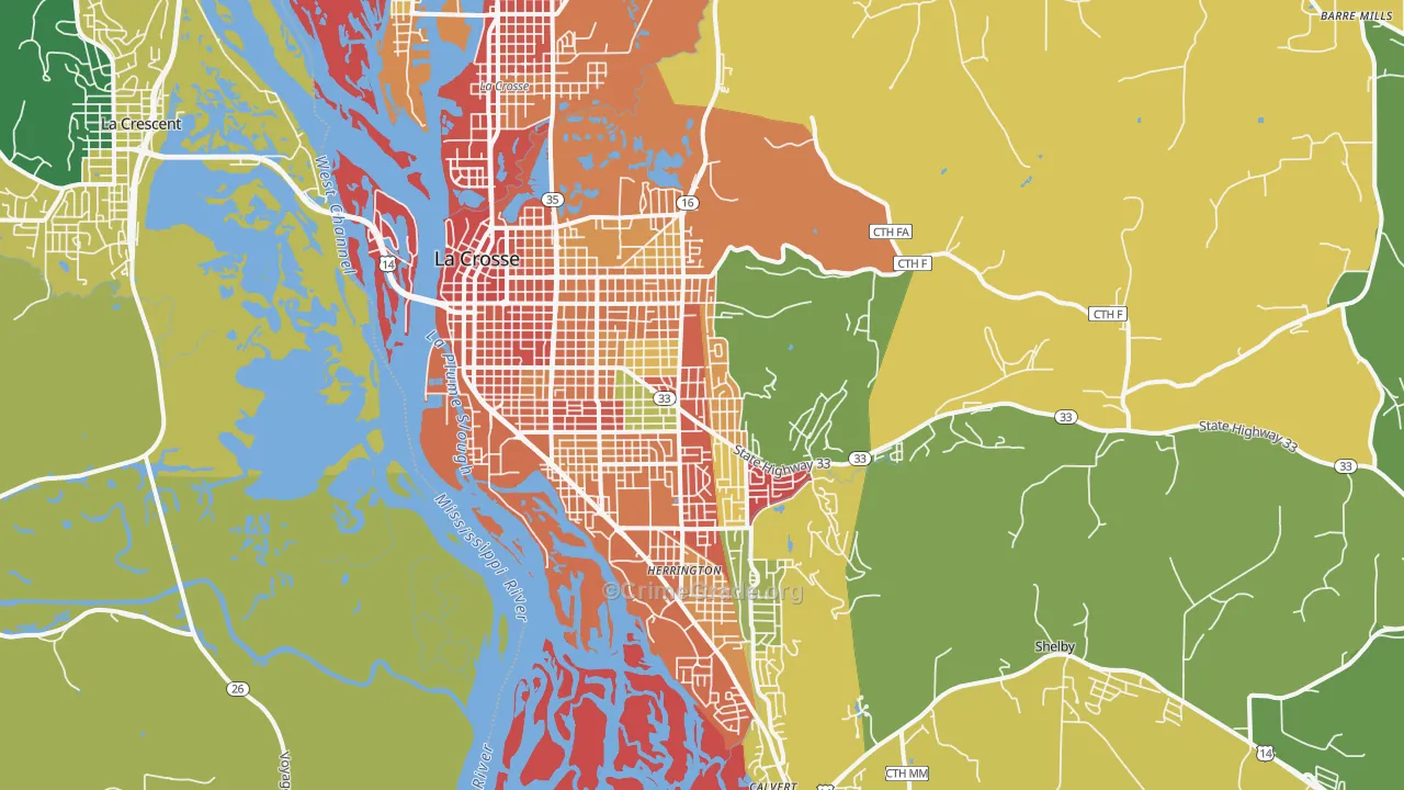 54601, WI Map of Theft Rates