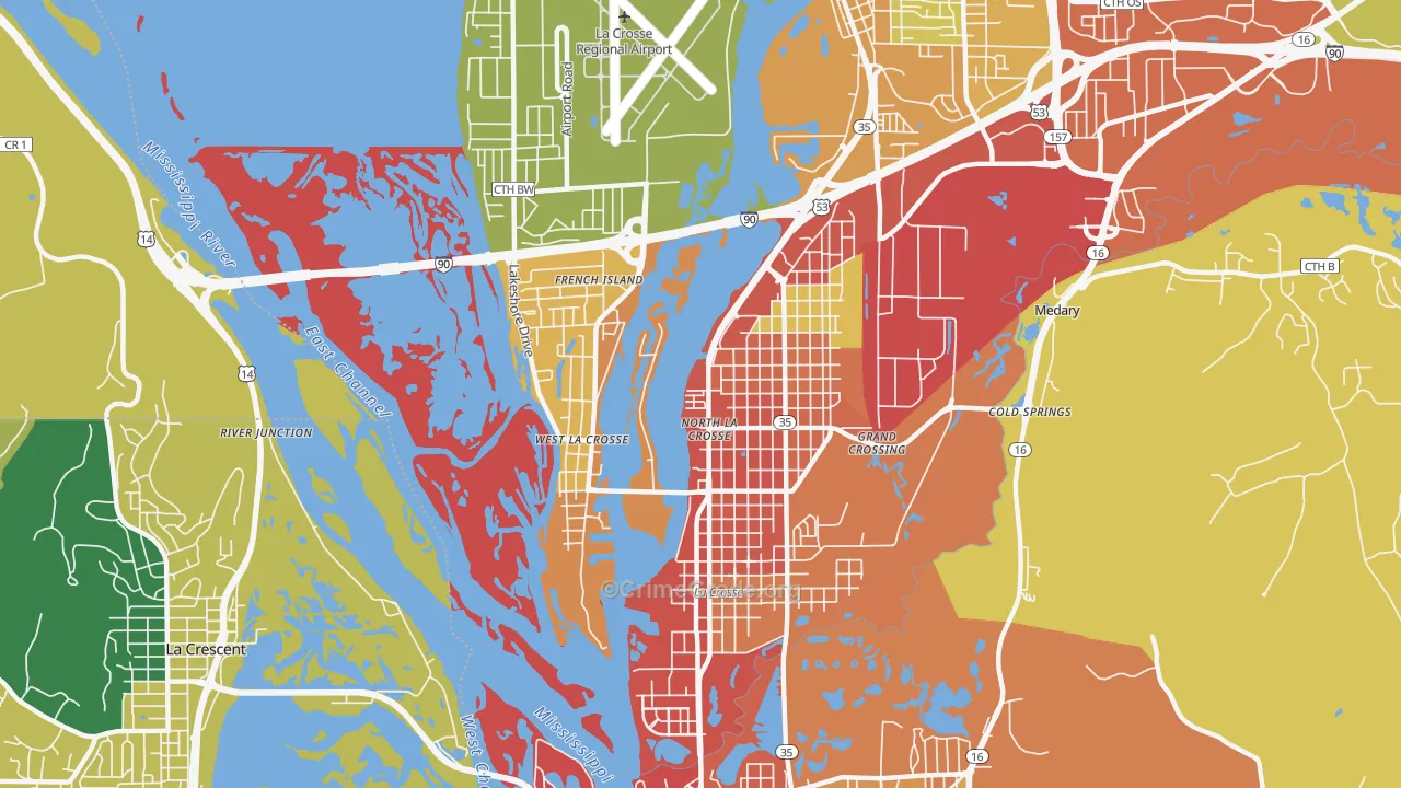 54603, WI Map of Theft Rates