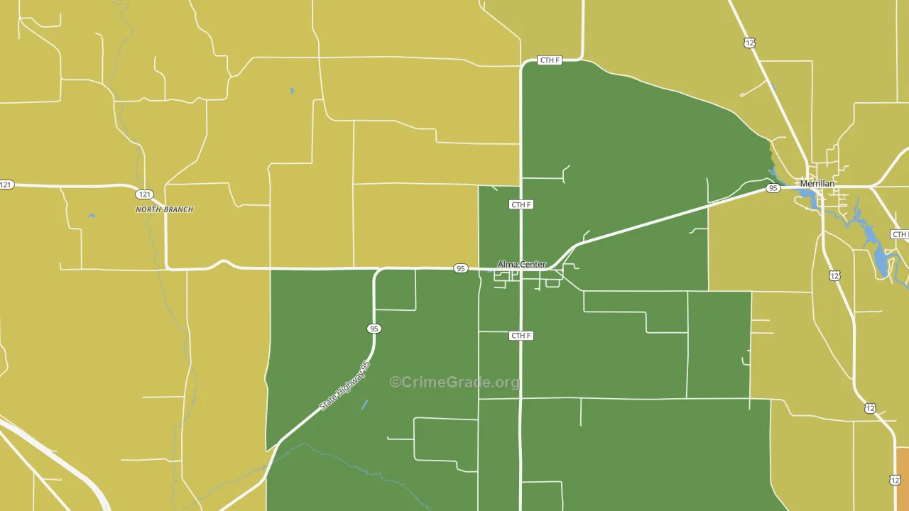 54611, WI Map of Theft Rates