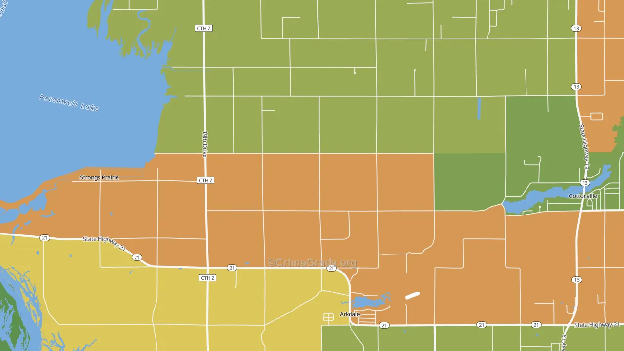 54613, WI Map of Theft Rates