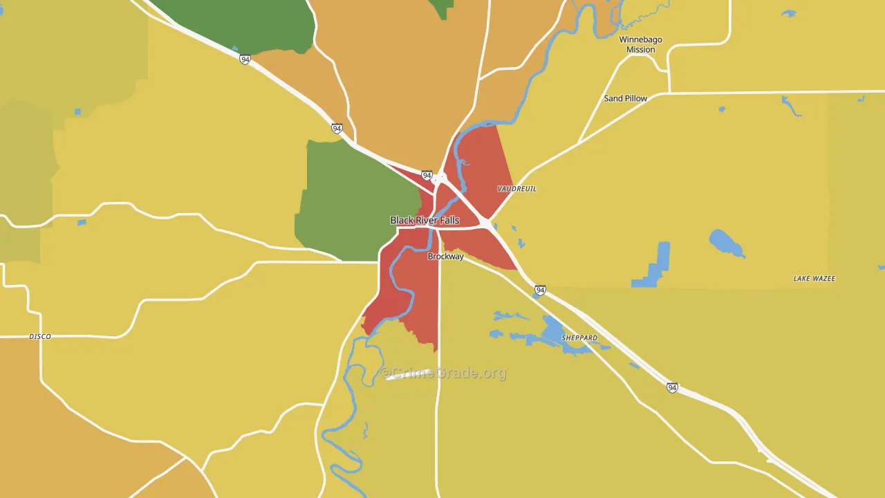 54615, WI Map of Theft Rates